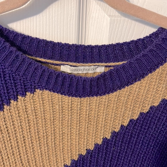 Beautifully well made biancoghiaccio sweater, Purple and Camel color size M - Picture 3 of 5